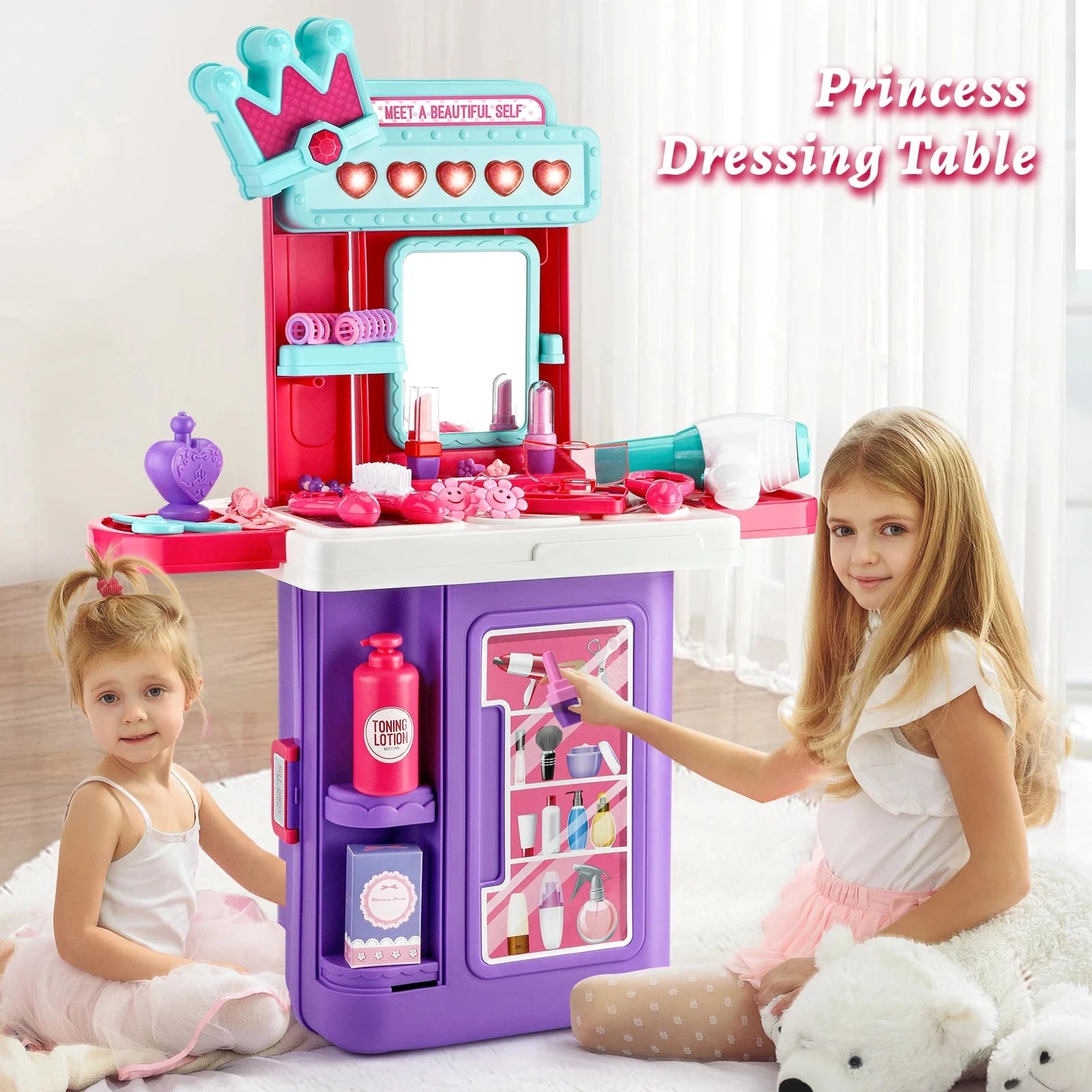 Children's 3-in-1 transformable travel suitcase for boys and girls, makeup tools, playhouse toys Ohberri