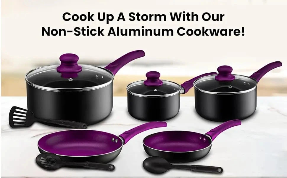 Pots And Pans Set Kitchen Cookware Sets Nonstick Aluminum Cooking Essentials 11 Pieces Ohberri