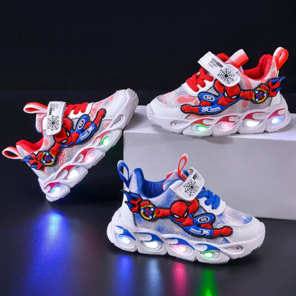 Disney Fashion Spiderman Baby Boys Sneakers Spring/autumn Children's Shoes Lighted Sneaker Trendy Kids Boy Sports Casual Shoes Ohberri