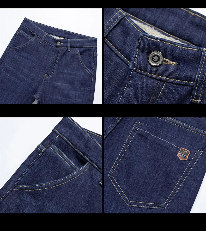 Winter Lamb Fluff Denim Straight Pants Ohberri