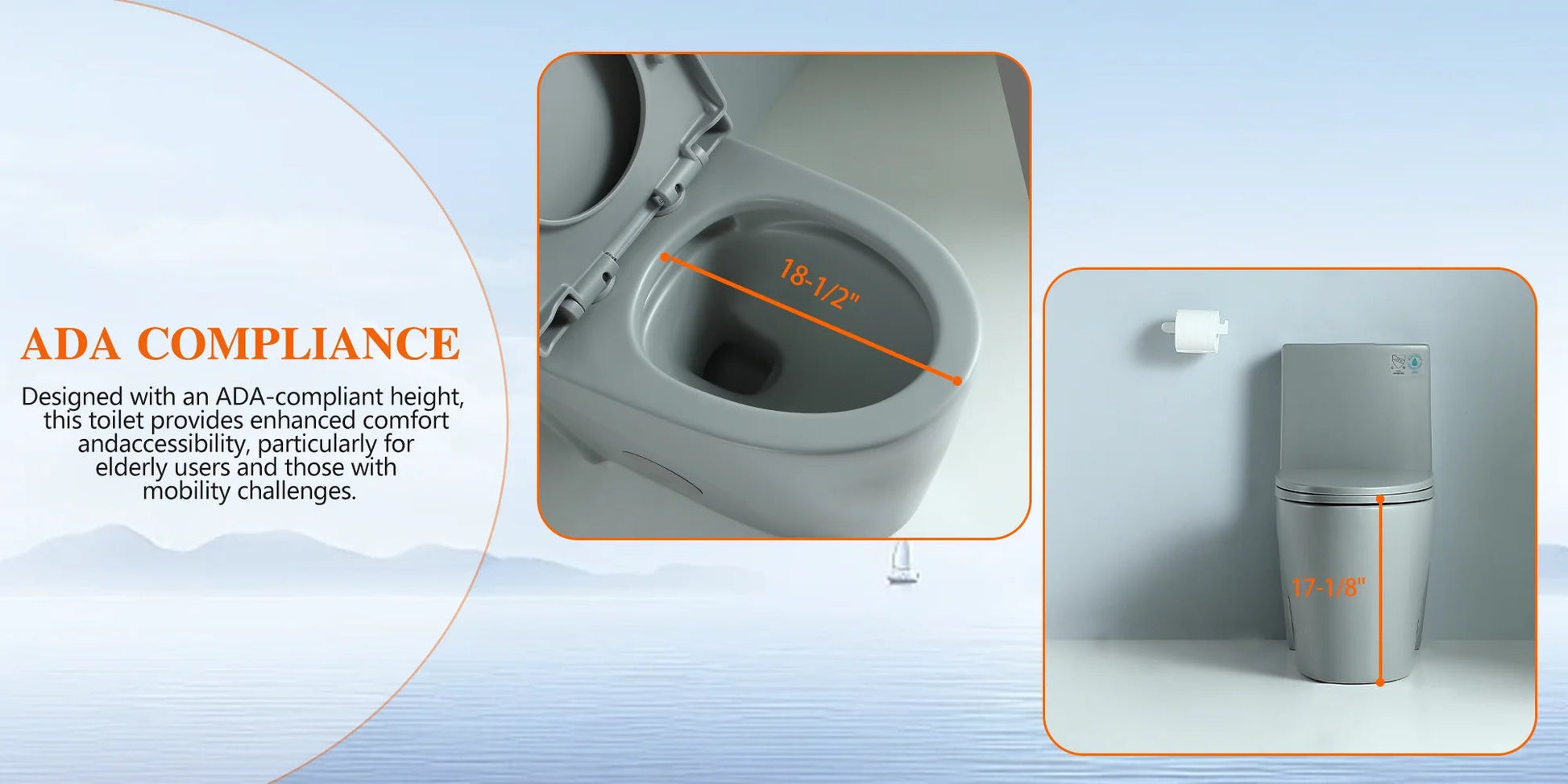 Dual-Flush One Piece Toilet, Water-Saving Elongated Ohberri