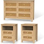 Farmhouse Bedroom Set, 3 Pieces Rustic Wood 6 Drawer Dresser and Nightstands - Ohberri