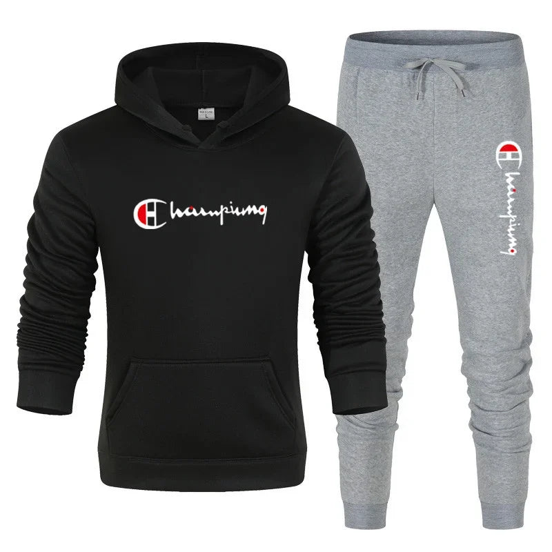 Men's Tracksuit Hooded Sweatshirt+Sweatpants 2 Pcs Sets Ohberri