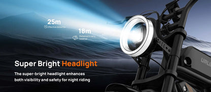 1500W Peak Electric Mountain Bike 48V 15.6Ah 28MPH 100 Mile Range 20X4" Fat Tire - Ohberri