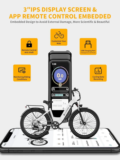 Electric Bike 1200W Peak,28MPH 80Miles,20AH, 26'' - Ohberri