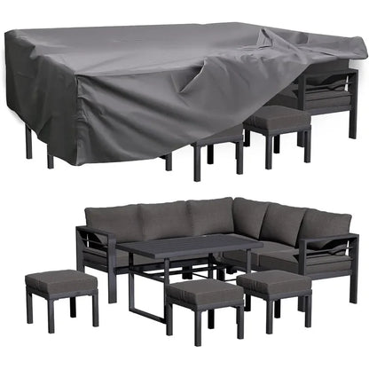 Aluminum Patio Furniture Set, Modern with Dark Grey Cushions - Ohberri