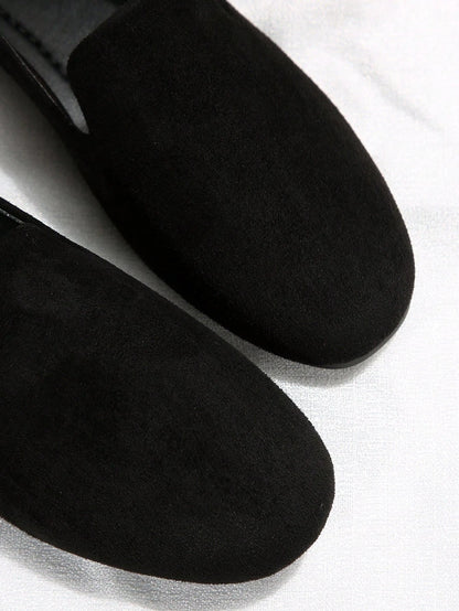 Women's Black Suede Loafers Ohberri