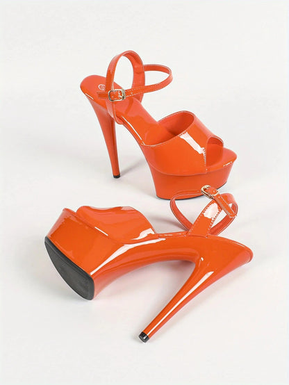 Leather Slim High-heel- Khaki Color Ohberri