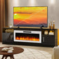 Fireplace tv Stand with 36 inch Fireplace Up to 80" TVs,LED Light 70" Modern Wood Ohberri