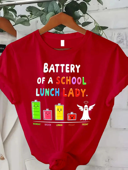 Funny School Lunch Lady Battery T-Shirt Ohberri