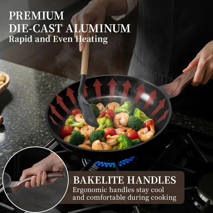 16Pcs Pots and Pans Set Nonstick Ceramic Cookware Sets Induction Ohberri