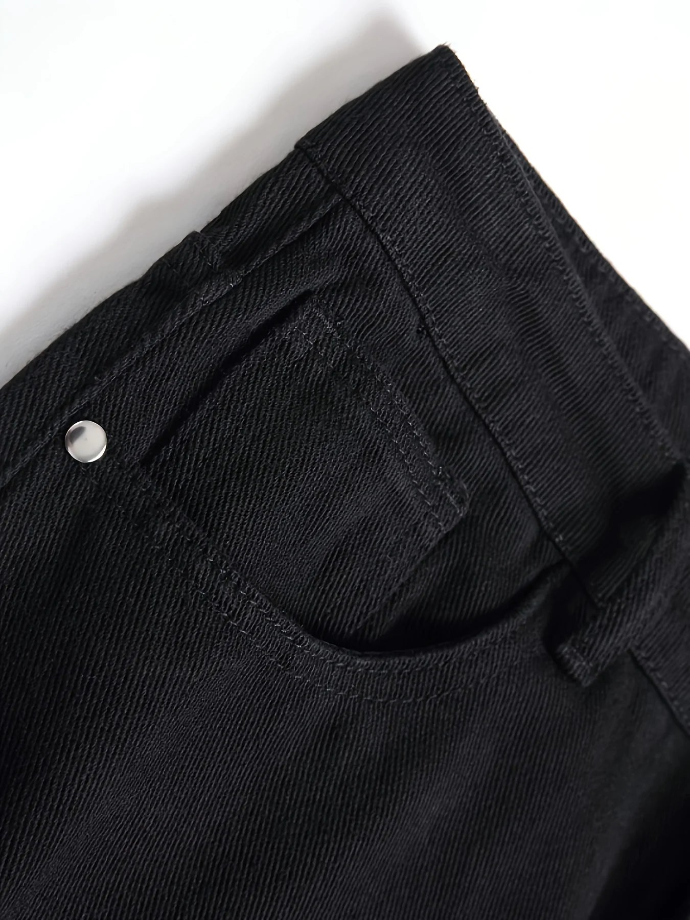 Men's slim fit perforated black denim pants Ohberri