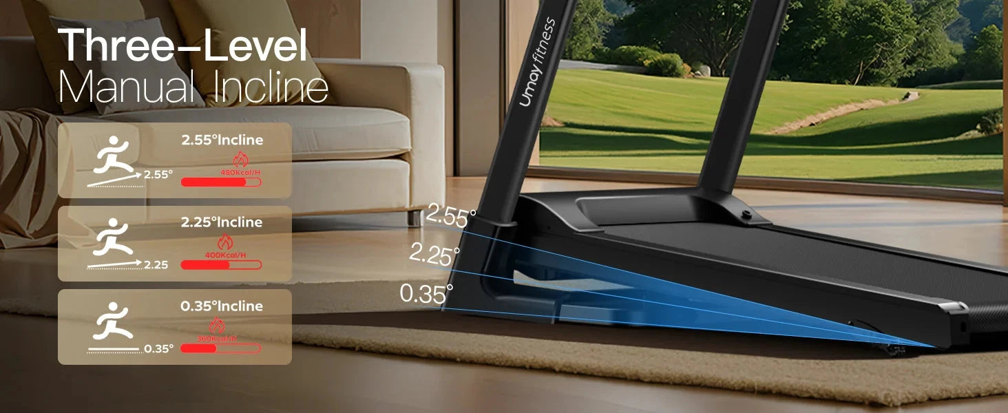 Home Folding Incline Treadmill with Pulse Sensors, 3.0 HP Ohberri