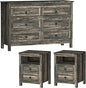 Farmhouse Bedroom Set, 3 Pieces Rustic Wood 6 Drawer Dresser and Nightstands - Ohberri