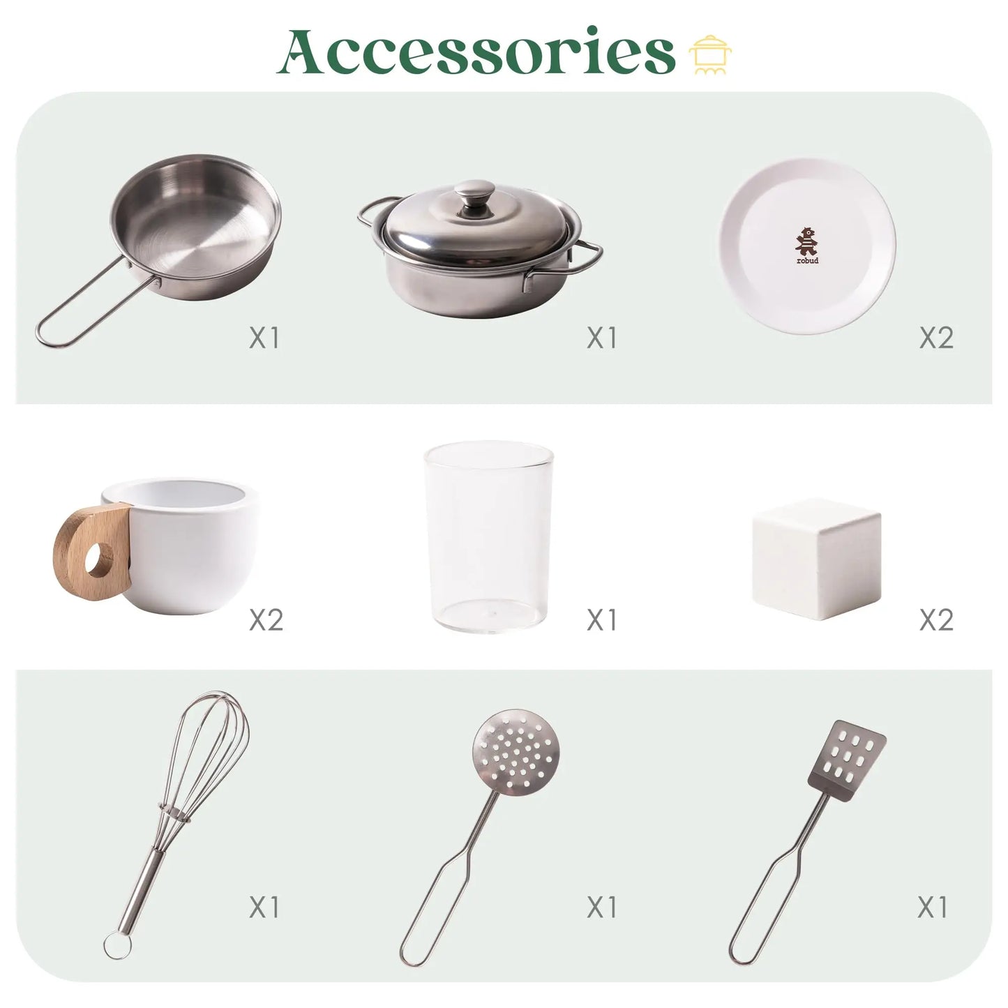 Play Kitchen 10 in 1 Wooden Toy With Appliances & Utensils - Ohberri