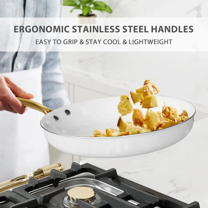 Pots and Pans Set Non Stick - Ceramic Cookware Set with Cooking Utensils Set, Non Toxic Ohberri