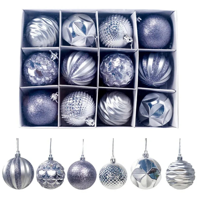 12pcs 6cm Assorted Christmas Ball Pendant Ball Ornament Set Ohberri