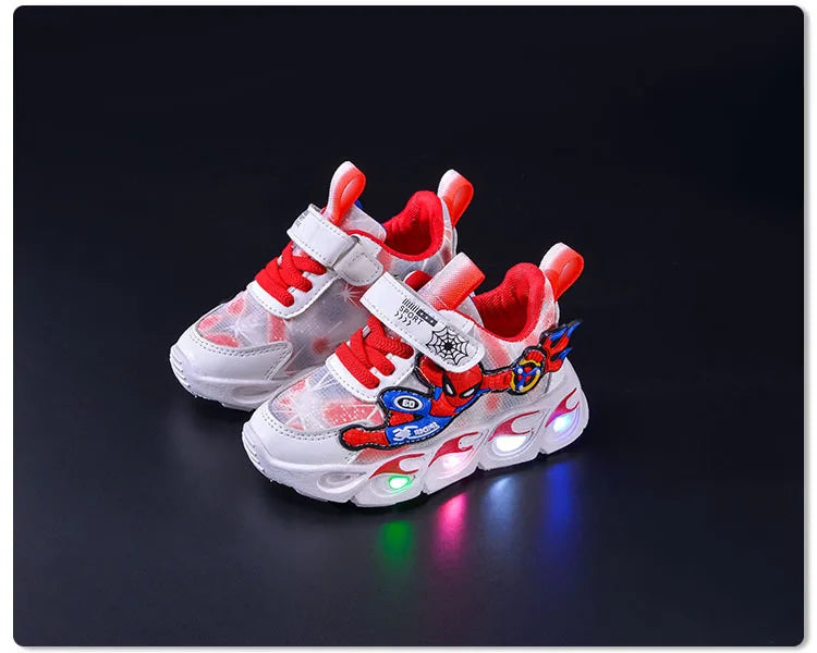 Disney Fashion Spiderman Baby Boys Sneakers Spring/autumn Children's Shoes Lighted Sneaker Trendy Kids Boy Sports Casual Shoes Ohberri