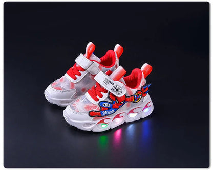 Disney Fashion Spiderman Baby Boys Sneakers Spring/autumn Children's Shoes Lighted Sneaker Trendy Kids Boy Sports Casual Shoes Ohberri