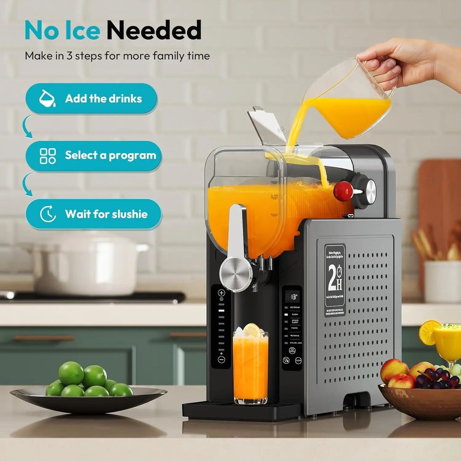Slushy Machine for Home 70oz Slushie Machine No Ice Needed with 6 Preset Programs- Self-Cleaning Ohberri