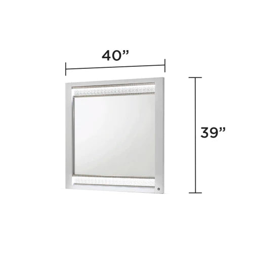 Modern style 4-piece set of queen size bed bedroom with white wooden LED headboard and bedside table - Ohberri