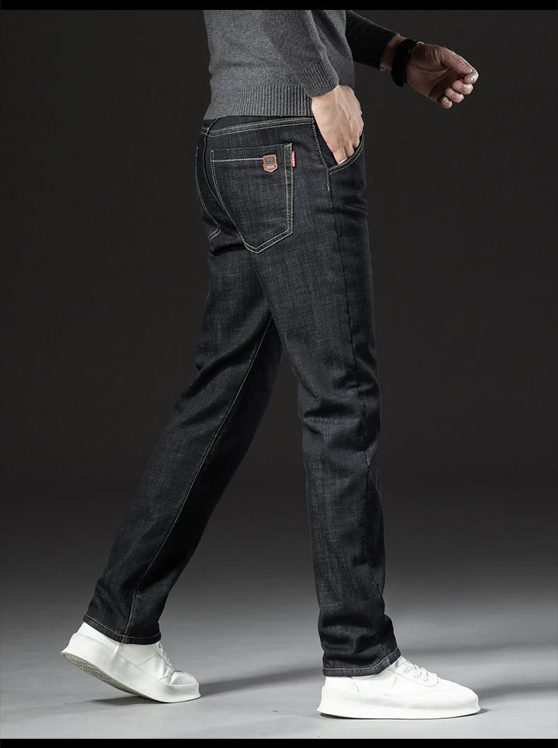 Winter Lamb Fluff Denim Straight Pants Ohberri