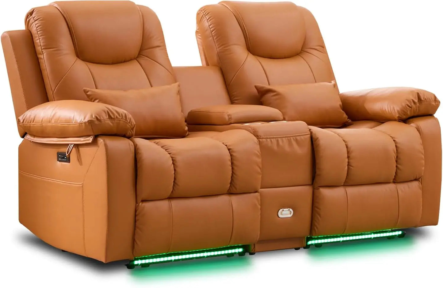 Power Reclining Sofa – Electric Double RV Sofa with LED Lights - Ohberri