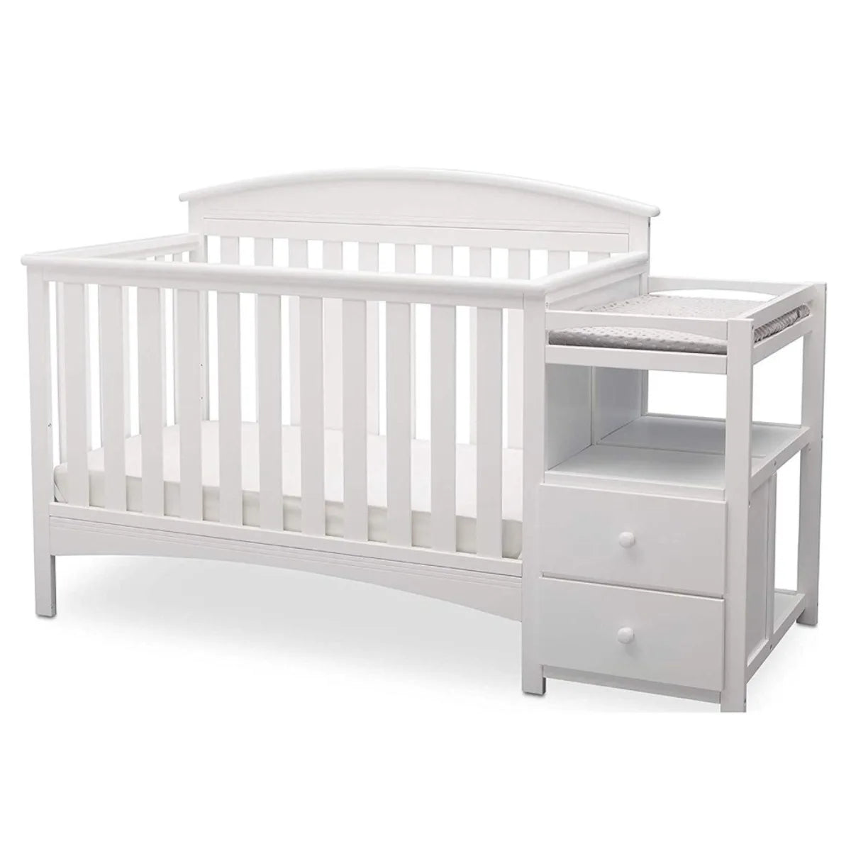 Convertible Crib & Changer Combo  White, 3-in-1 Baby Nursery Set for Newborns to Toddlers - Ohberri