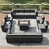 15 Piece Patio Furniture Set with Fire Pit Table, Outdoor Conversation Sets Wicker Rattan S Ohberri
