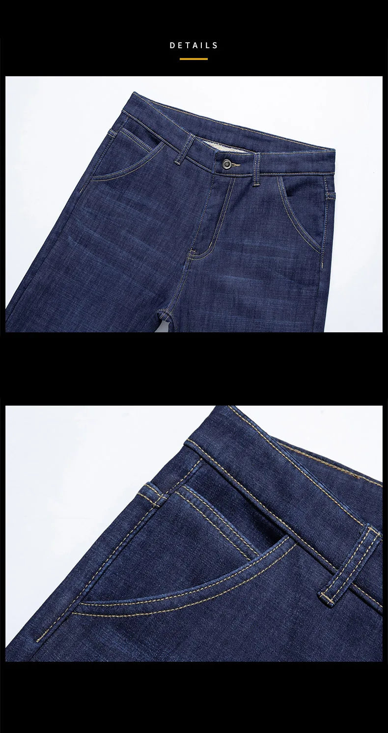 Winter Lamb Fluff Denim Straight Pants Ohberri