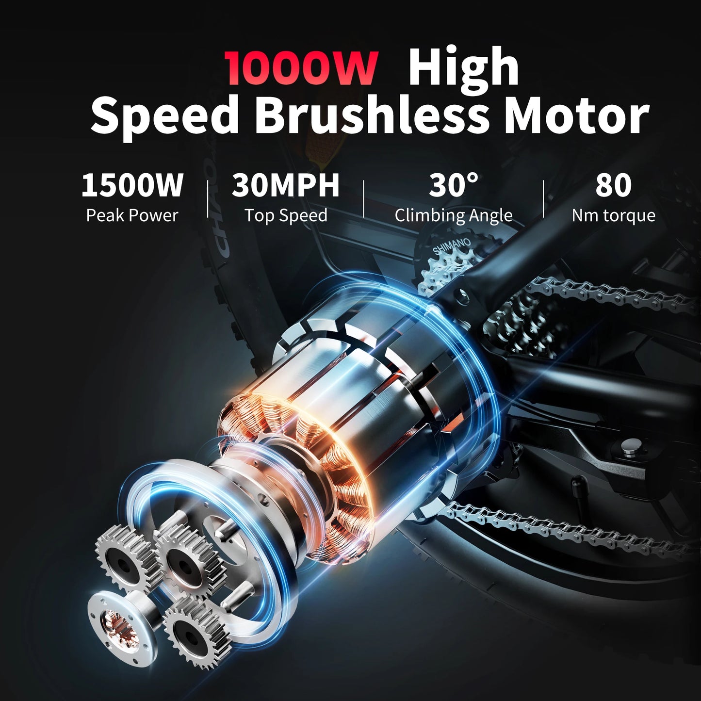 Electric Bike 1000W Motor 48V 20AH 20“ Tire - Ohberri