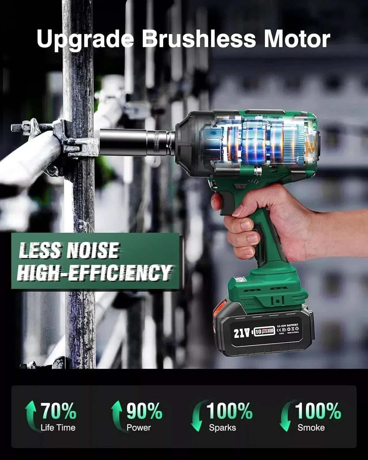 1/2" Cordless Brushless Impact Wrench 1000Nm(738Ft-lbs) w/ 2x5.0Ah Ohberri