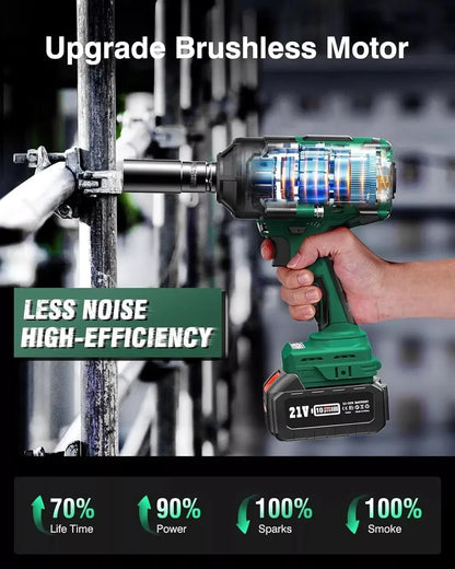 1/2" Cordless Brushless Impact Wrench 1000Nm(738Ft-lbs) w/ 2x5.0Ah Ohberri