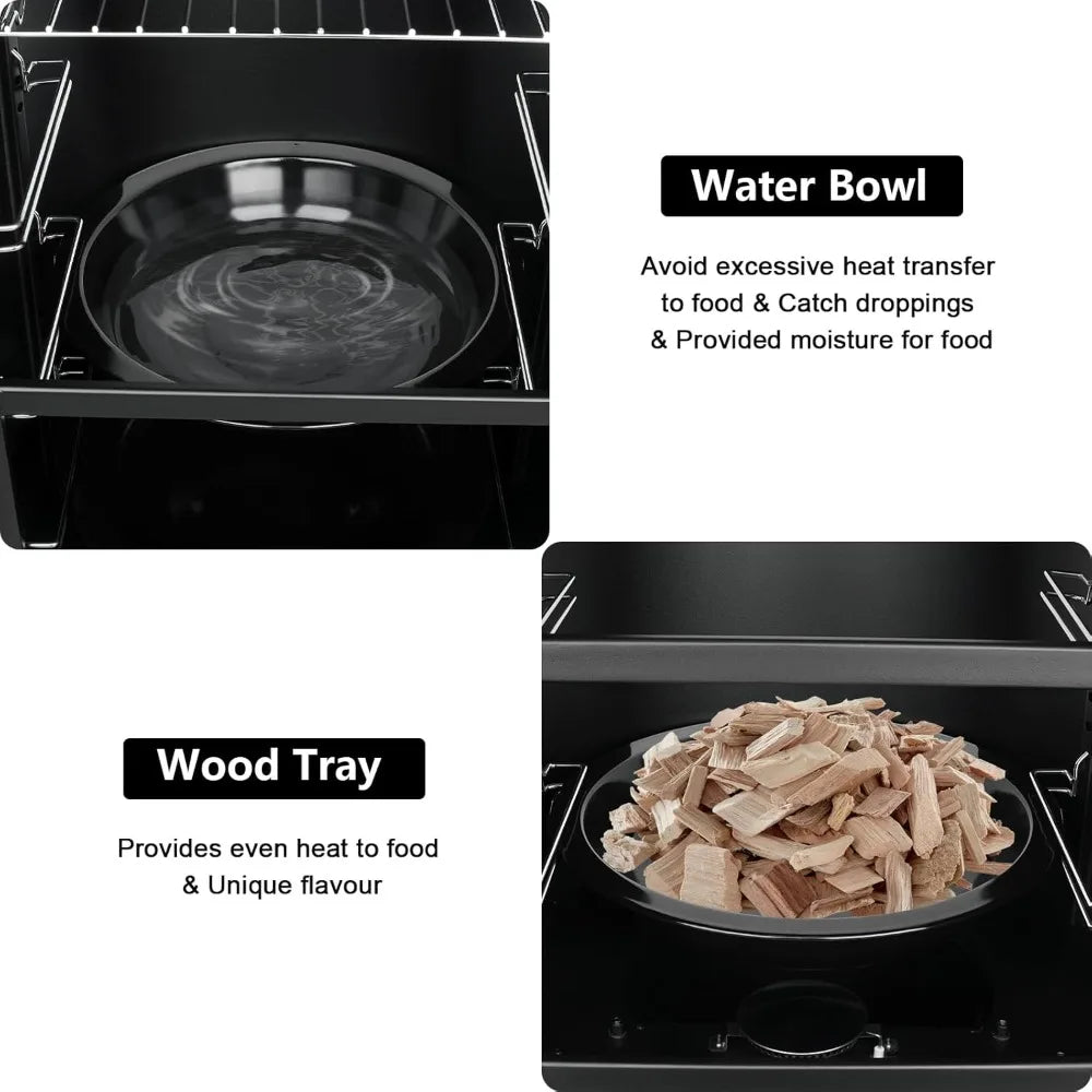 Propane Smoker with Cover, Vertical Smoker Grill with Temperature Control Three Removable Smoking Shelves - Ohberri