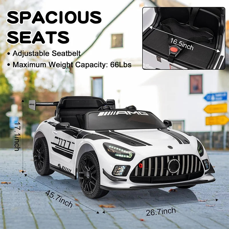 12V Licensed Mercedes-Benz GT3 Kids Ride on Car with Remote Control, Music - Ohberri