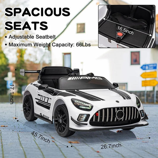 12V Licensed Mercedes-Benz GT3 Kids Ride on Car with Remote Control, Music - Ohberri