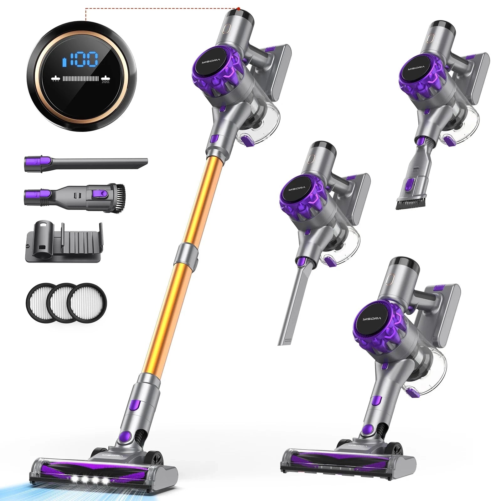 Cordless Vacuum Cleaner 55Mins Running Time with Touchscreen Ohberri