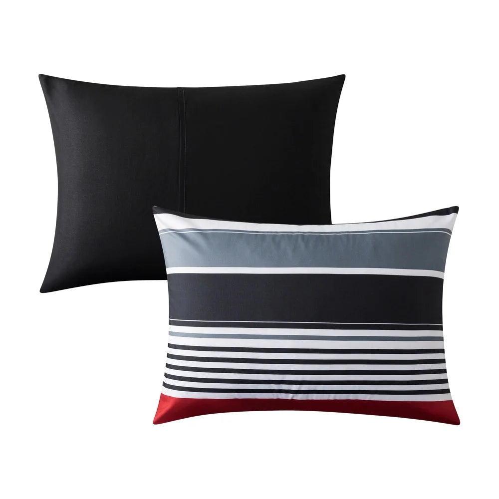 7 Piece Reversible Bedding Set Queen Comforter Sheets Pillowcases Shams Soft Polyester Machine Washable Unisex Storage Bag - Ohberri