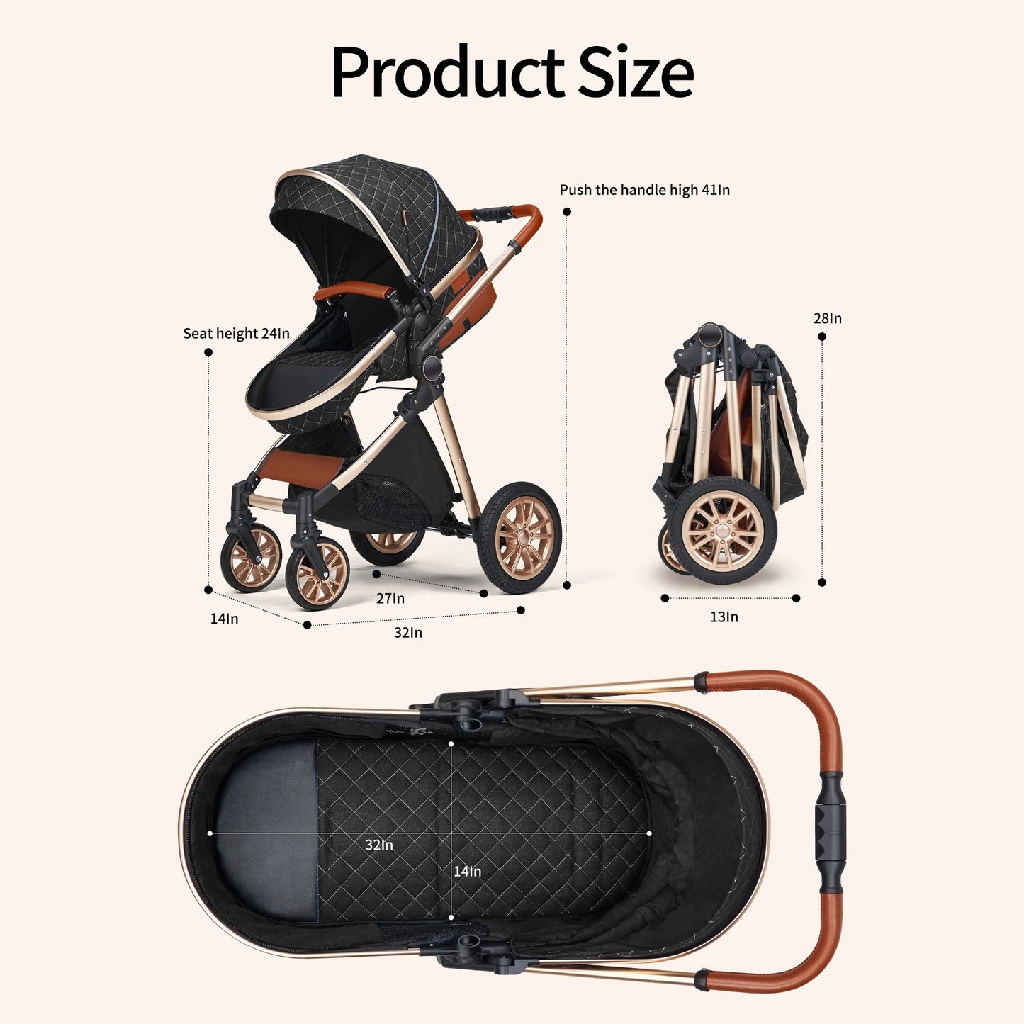 3 in 1 High Landscape Stroller - Ohberri