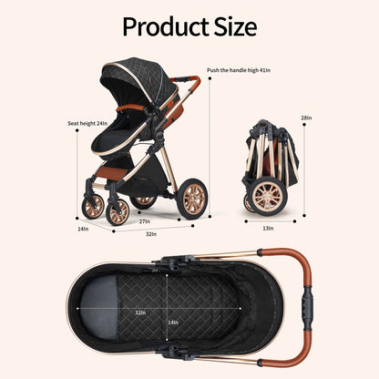 3 in 1 High Landscape Stroller - Ohberri