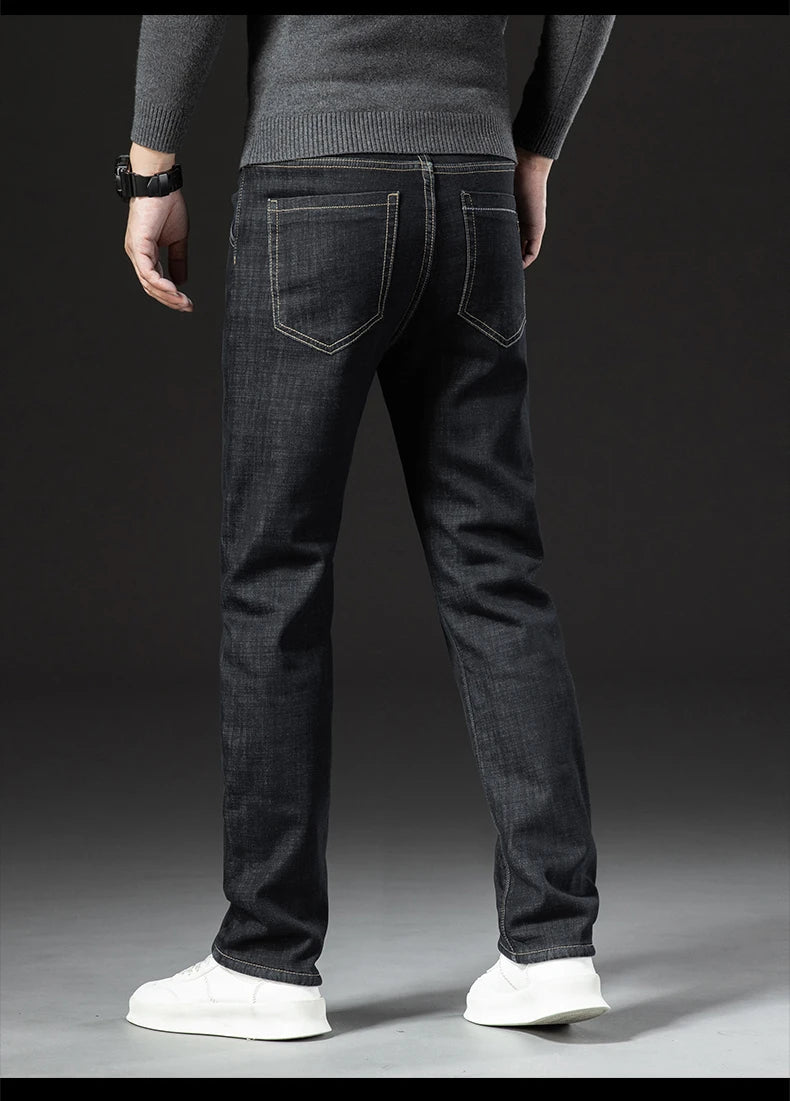 Winter Lamb Fluff Denim Straight Pants Ohberri