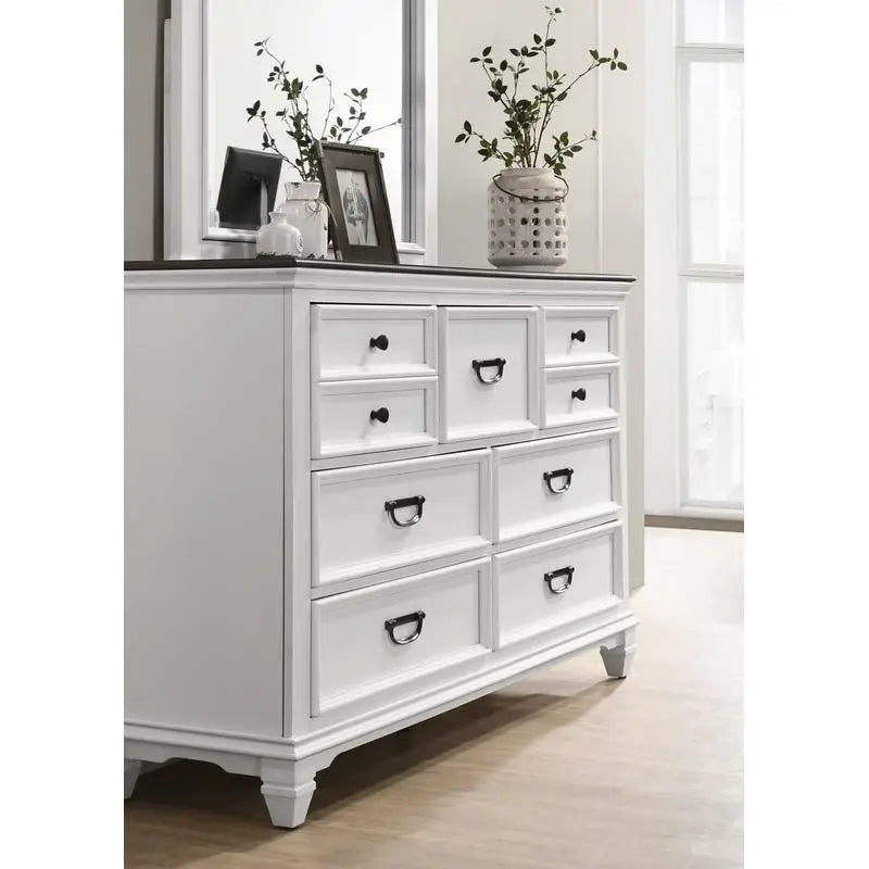 5-Piece Wood Bedroom Set with Shiplap Panel Queen Bed, Dresser, Mirror, Nightstand, and Chest - Ohberri