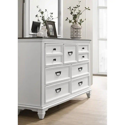 5-Piece Wood Bedroom Set with Shiplap Panel Queen Bed, Dresser, Mirror, Nightstand, and Chest - Ohberri