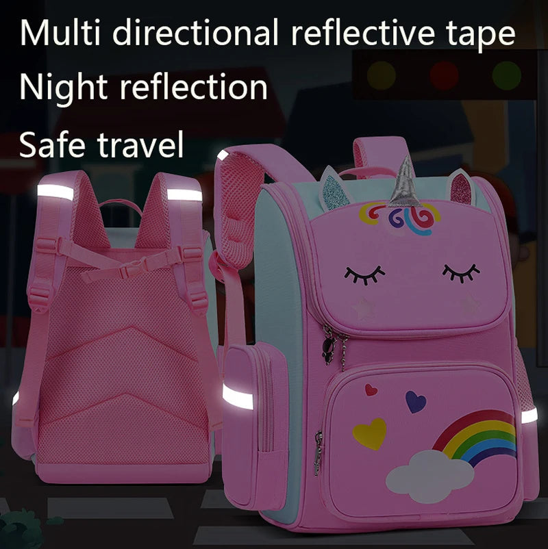 Kid Backpack for Girl Unicorn Children Rainbow Eyes School Bag Ohberri