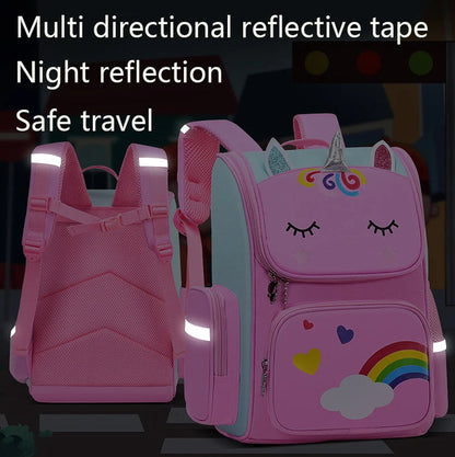 Kid Backpack for Girl Unicorn Children Rainbow Eyes School Bag Ohberri