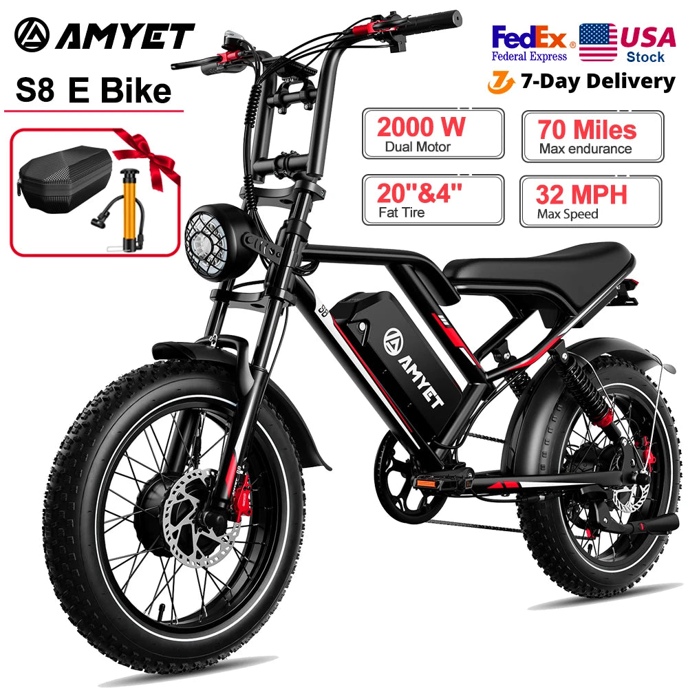Electric Bike 2000W Dual Motor 48V 25AH Battery 20" - Ohberri