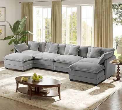 U-Shaped Sectional Sofa – 3-Seater Modern Deep Seat - Ohberri
