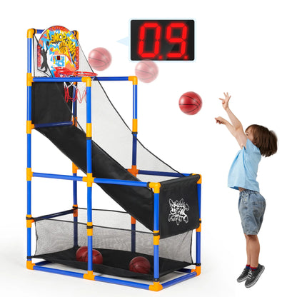 LED Scoring Arcade Basketball Game with 4 Balls Adjustable Height 44"-55"Basketball Stand Ohberri