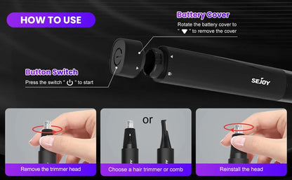 2-IN-1 Nose Hair Trimmer Men Women Ear Hair Trimmer Small Electric Trimmer Ohberri