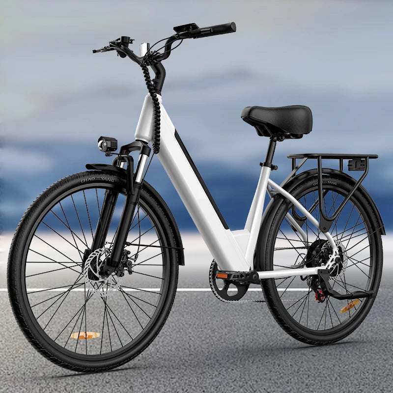 Peak 750W E26 Electric Bike 26x2" Commuter Tires 48V 10.4Ah 20MPH Speed 7-Speeds LCD Display - Ohberri